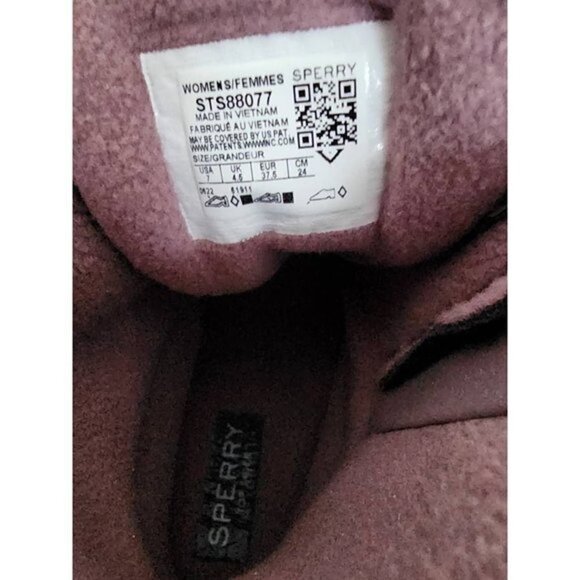 Sperry Womens Duck Boots Purple Ankle Low Heel Cuban Zip Lined Winter Fall 7 New - Picture 7 of 8